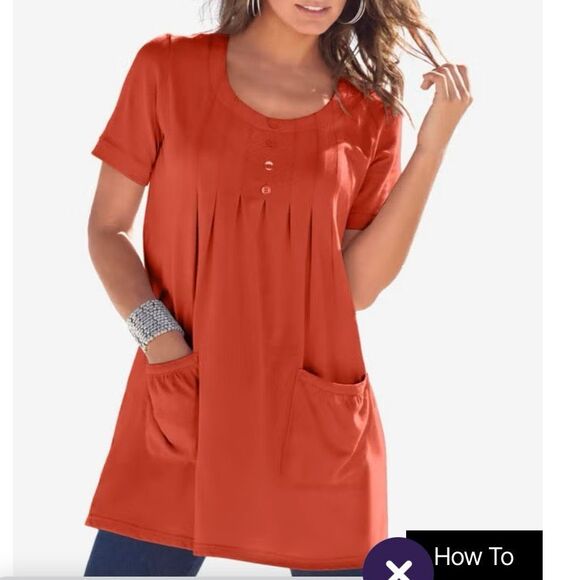 9 Roaman’s & Woman Within Varied Color 6XL 42/44 Cotton Tunic Fly Away Tee Shirt - Picture 2 of 4